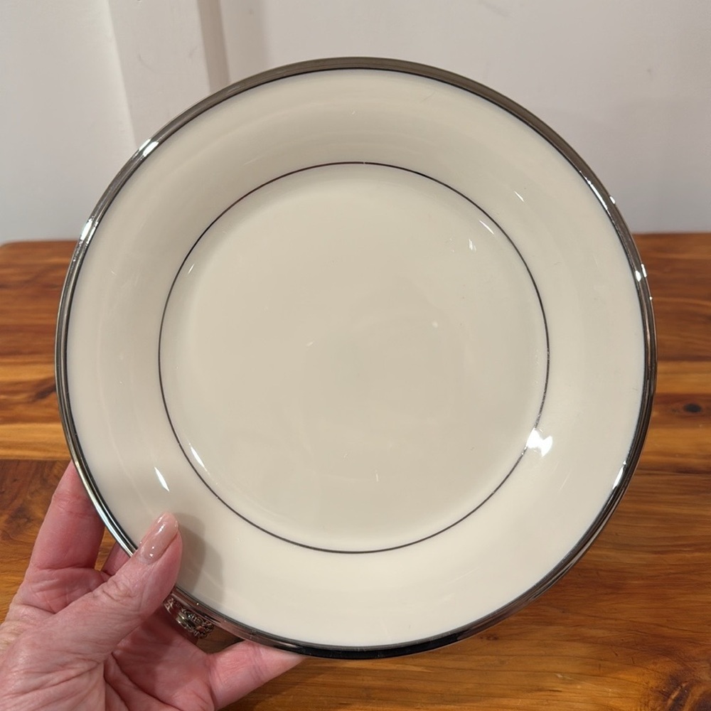 Lenox Dimension Collection Solitaire Ivory Salad Plate w/ Platinum Band